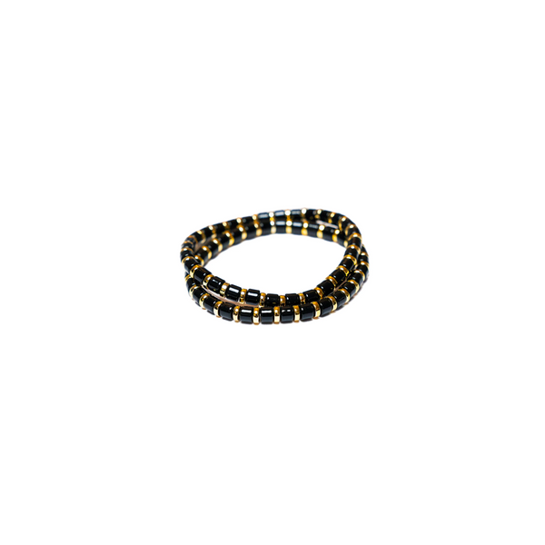 Black + Gold Beaded Bracelet