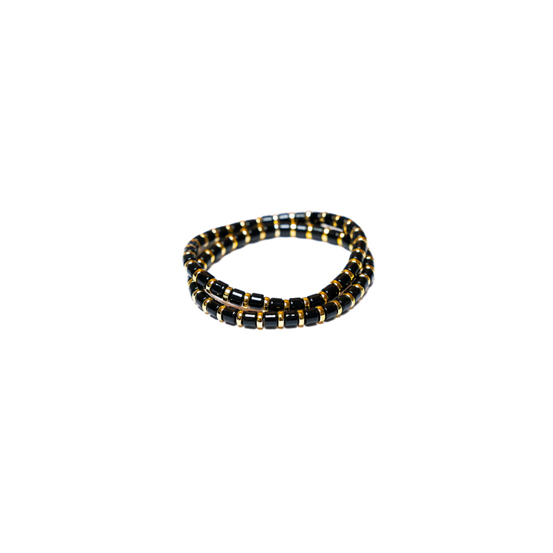 Black + Gold Beaded Bracelet