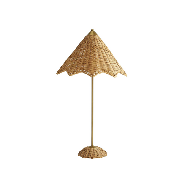 rattan table lamp with brass stem