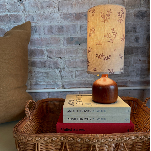 Vintage Lamp with Flower Linen Shade