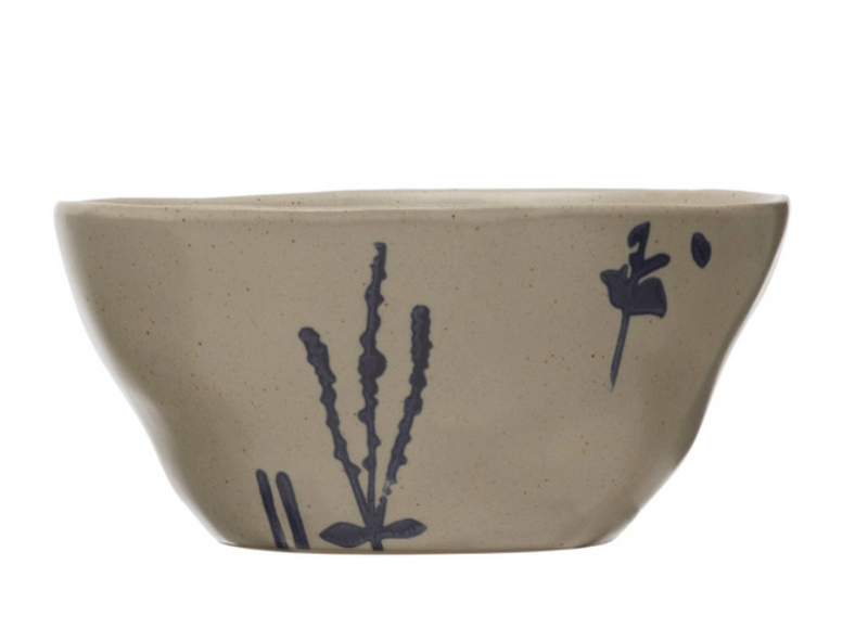 Stoneware Bowl with Botanics